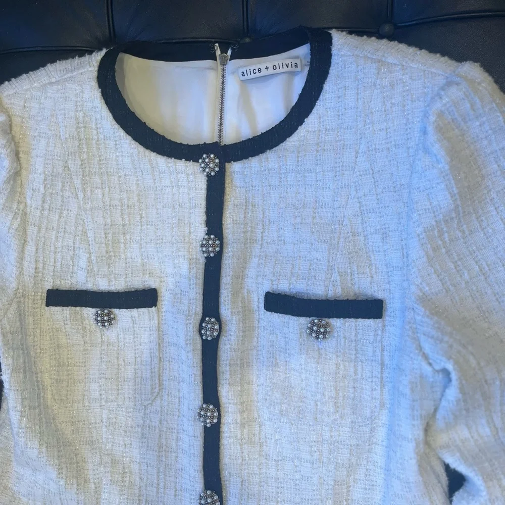 Alice+Olivia White White Tweed Mini Romper - Picture 5 of 7